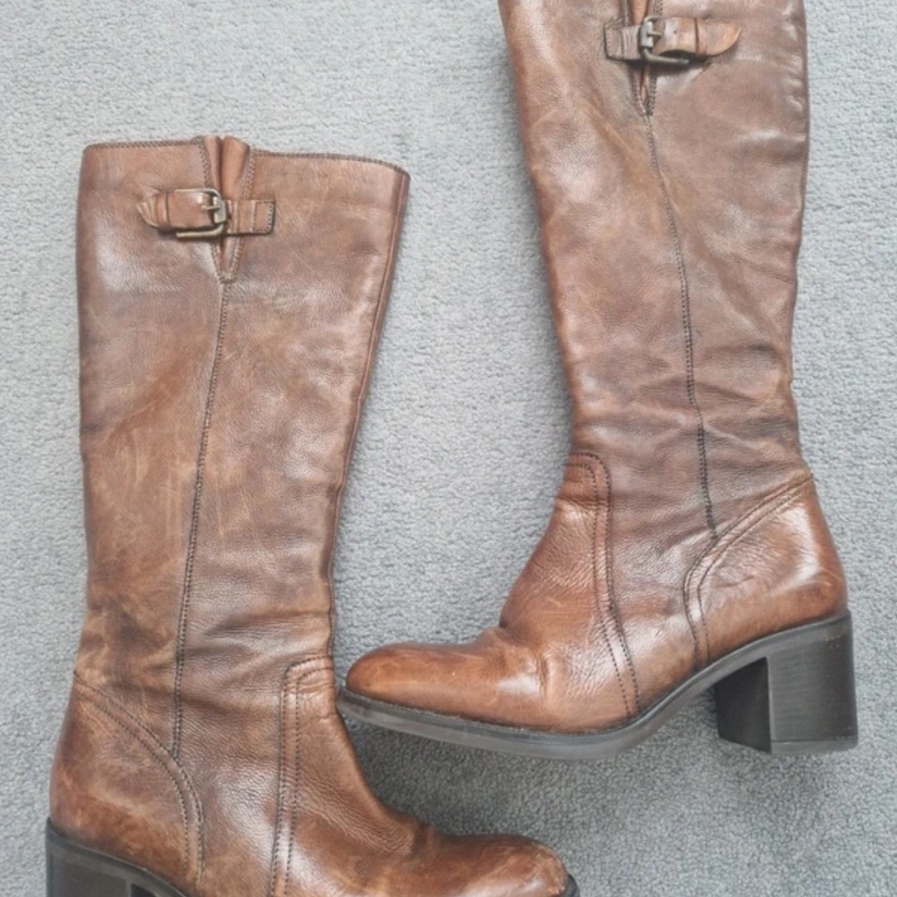 Clarks Brown Leather Heeled Boots